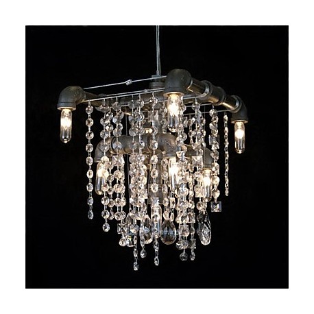 North American-Style Characteristic Crystal 9 Light Chandelier In Pipe Design