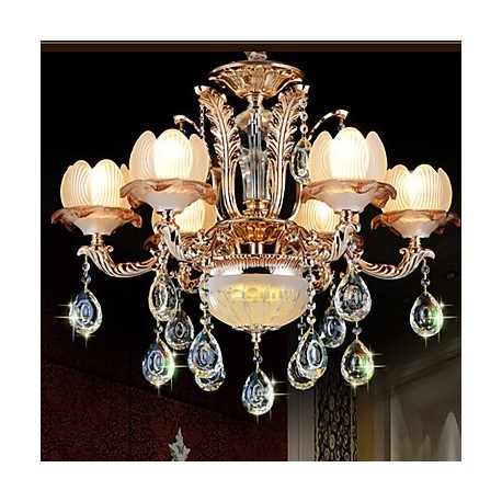 European Style Crystal pendant Simple Alloy Style Retro Villa lighting