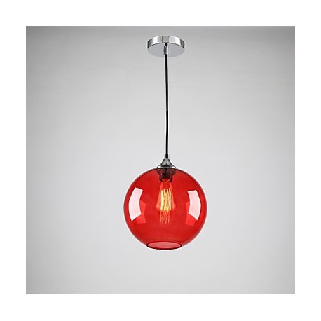 Modern Glass Pendant Light in Round Red Bubble Design