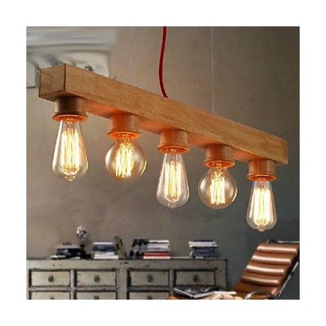 MAX 60W Modern/Contemporary / Traditional/Classic Mini Style Painting Wood/Bamboo Pendant LightsLiving Room / Bedroom / Dining R