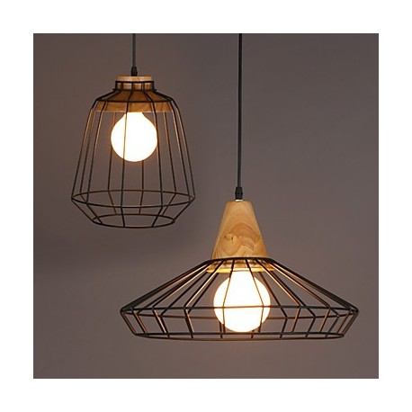 E27 25*30CM Nordic Creative Personality, Wrought Iron Chandelier Bar, Cafe Restaurant Retro Net Droplight LED