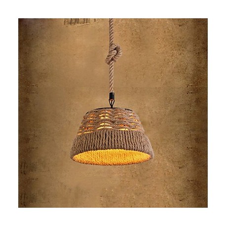 38*23CM Loft Industrial Wind Creative Nordic Hemp Rope Meals Chandeliers Lamp LED