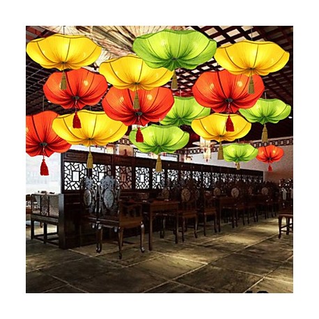 Cloth Art Romantic Personality Imitation Of Classical Droplight Southeast Asia Lotus Lantern Lamp LED Light