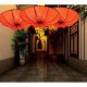 Creative Personality Round Big Red Lantern Lotus Leaf Wedding Festival Cloth Art Chandelier Lamp LED Light