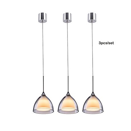 GE-09012-1 1-Light Two layer LED Pendant Island Light,Clear Glass, Polished Chrome(3 Pack