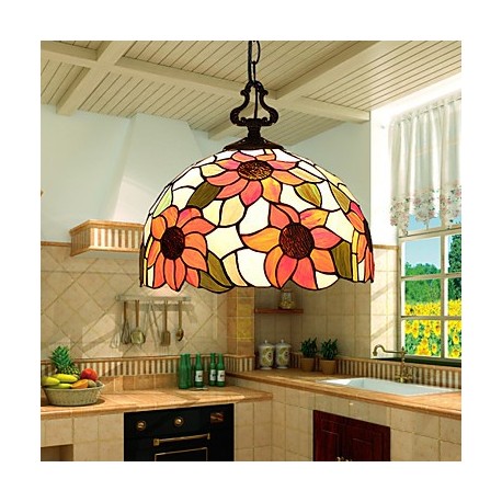 E27 220V 30*20CM 5-10㎡European Rural Creative Arts Stained Glass Chandelier Restoring Ancient Ways Lamp Led Light