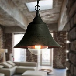 Medium Vintage Matte Black Bell Shape Metal Pendant Light