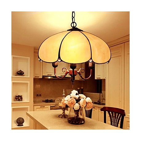 E27 220V 20*20CM 5-10㎡European Rural Creative Arts Stained Glass Chandelier Restoring Ancient Ways Lamp Led Light