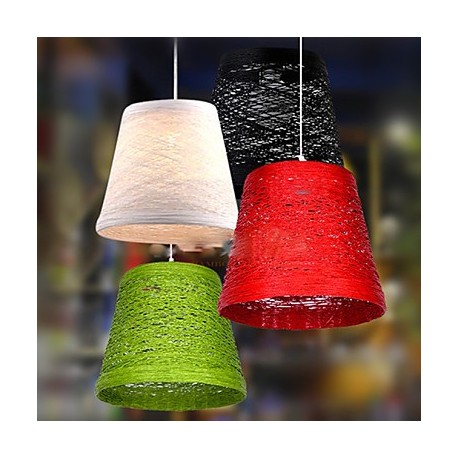 20CM Modern Rural Cany Art Woven Rattan Restaurant Single Head Droplight Lamp LED