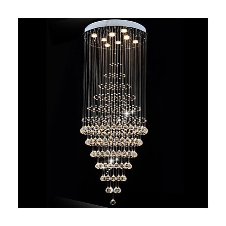 Modern LED Crystal Chandelier Lighting Pendant Lights Ceiling Lamp Fixtures with 8 Bulbs D60CM H180CM CE FCC UL