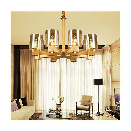 Fashion Personality Pendant lamp Coffee Bar Table Wooden Glass Cover 8