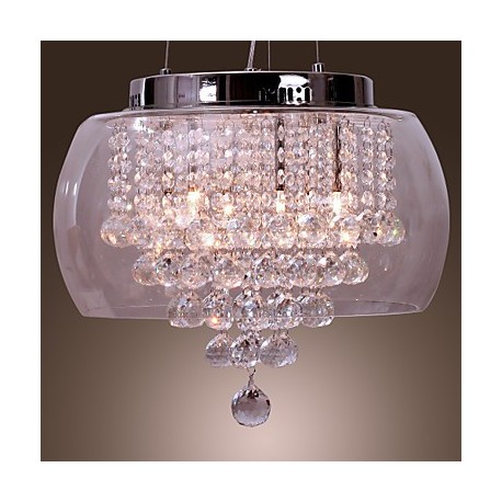 Artistic 6 - Light Crystal Pendant Lights with Glass Shade