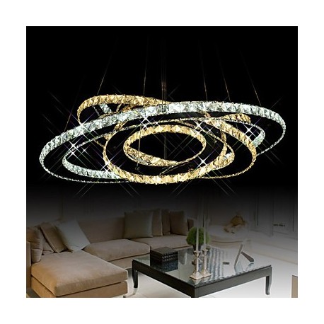 LED Crystal Pendant Lighting Ceiling Chandeliers Light Fixtures with Warm and Cool White 3 rings D305070cm CE UL FCC