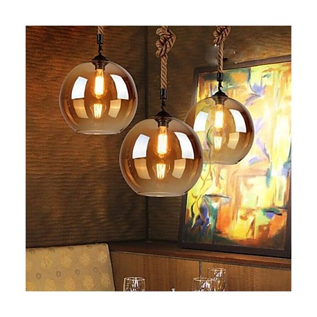 Loft American Rope Retro Lighting Bar Restaurant Lights Personality Living Room Clothing Store Glass Pendant Light 20cm