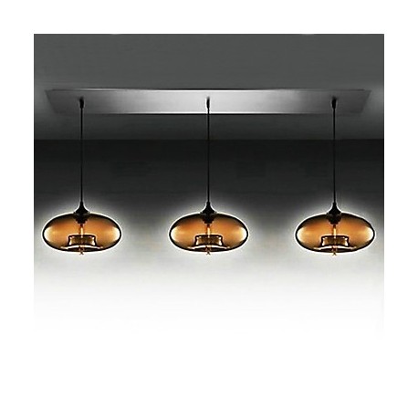 3 - Light Modern Glass Pendant Lights in Brown Bubble Design