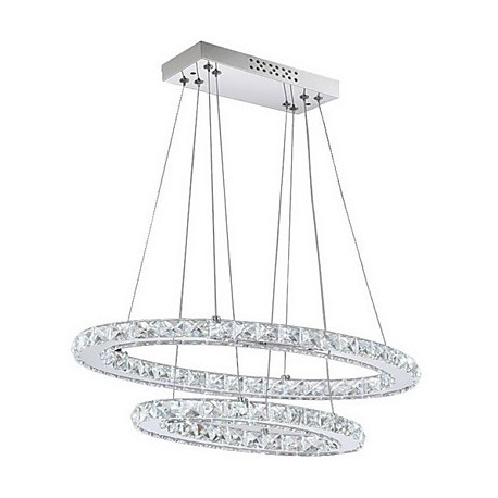 Modern LED Crystal Pendant Light with Oval Double Ring AC100 to 240v for Dining Room Living Room CE FCC UL