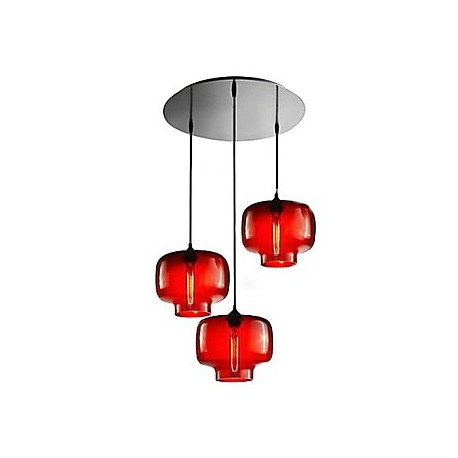 Modern Glass Pendant Lights with 3 Lights in Transparent Bottle Design