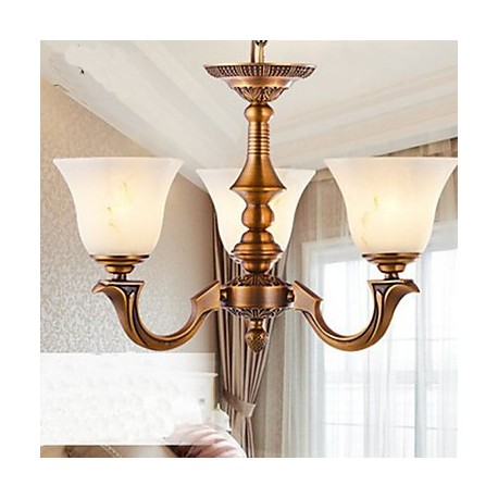 European Style Chandelier Full copper lamp Marble lamps