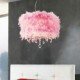 Crystal Pendant Light with 5 Lights in Pink Feather Shade