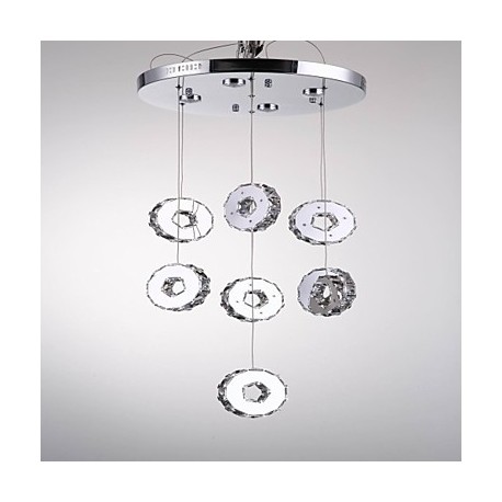 Modern High-Grade Seven Ring,7 LED Lights Stainless Steel Crystal Chandeliers