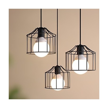 1 Lights Max 60W Country Metal Pendant Lights Living Room / Bedroom / Dining Room / Kitchen / Study Room/Office