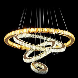 LED Crystal Pendant Light Ceiling Chandelier K9 Clear Crystal Round 4 Rings Large Ring(Warm White),Other(Cool White)