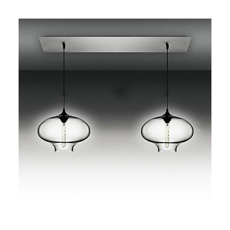 2 - Light Modern Glass Pendant Lights in Black Bubble Design