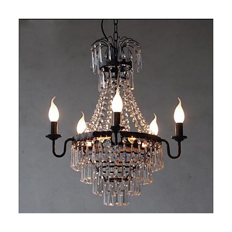 American Country Retro Restaurant Candle Crystal Lamp