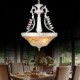 White Pendant Three-Lights Pattern-Glass-Shade Hand-Gilt European Retro Classic 220V