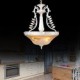 White Pendant Three-Lights Pattern-Glass-Shade Hand-Gilt European Retro Classic 220V