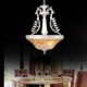 White Pendant Three-Lights Pattern-Glass-Shade Hand-Gilt European Retro Classic 220V