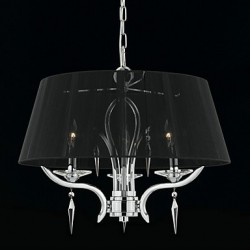 Elegant Crystal Chandelier with 3 Lights in Black Shade