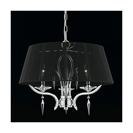 Elegant Crystal Chandelier with 3 Lights in Black Shade