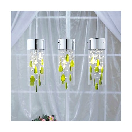 Artistic Crystal Pendant Lights with Green Decorations G4 Bulb Base