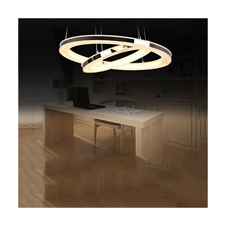 Acrylic LED Pendant Light Round Chandelier Lighting for Living Room Dining Room with 2 Rings Lamps Fixtures