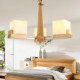 Oak Pendant Lamp, Three Lights, Oak and Glass, 220~240V (HY9023)