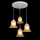 White Pendant Four-Lights Pattern-Glass-Shade Hand-Gilt European Retro Classic 220V