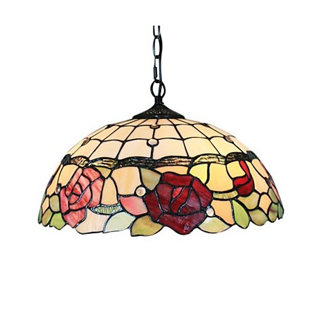  Pendant Light with 2 Light in Rose Patterned Shade