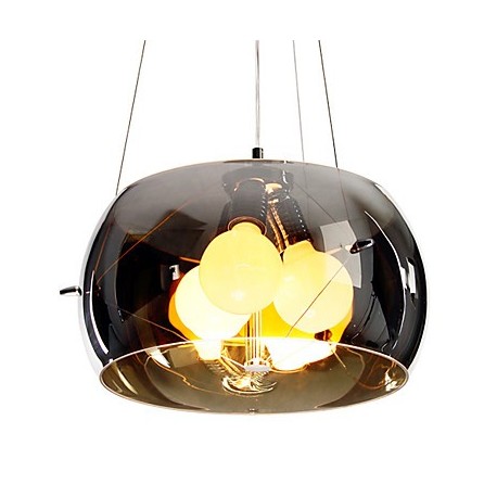 Italian Style Modern Quaint 3 Light Pendant With Black Transparent Shade