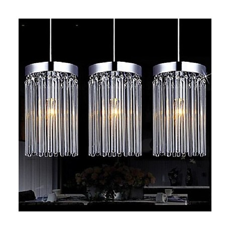 Modern 3 Lights Pendant With Glass Rod