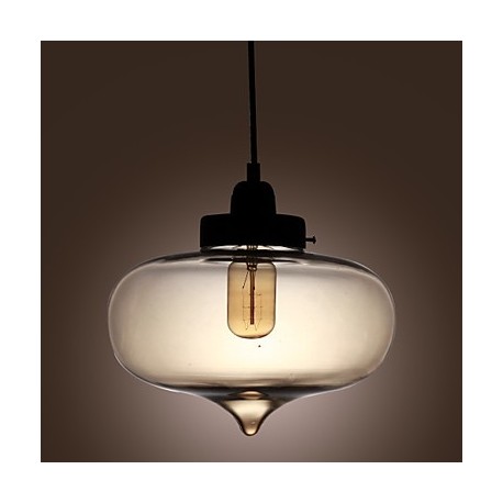 60W Transparent Glass Pendant Light in Brown Bubble Design