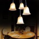 Bronze Pendant Four-Lights Pattern-Glass-Shade European Retro Classic 220V