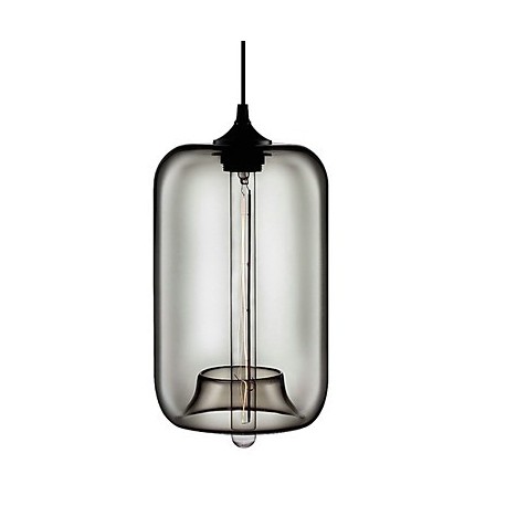 70W Transparent Glass Pendant Light in Black Bubble Design