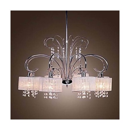 Continental Lron Chandelier Living Room White Brushed Cover Restaurant 8 Lights