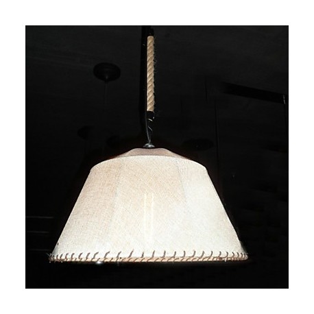 North American-Style Retro 1 Light Pendant In Fabric Shade