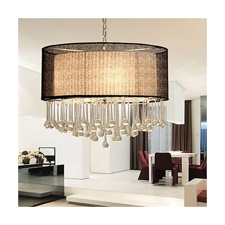 Contemporary Crystal 4 Light Pendant With Black Shade