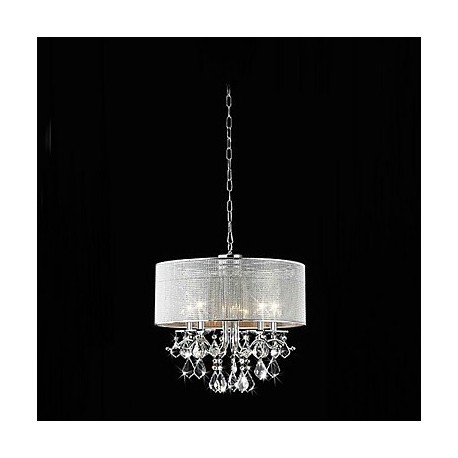 Modern 5 - Light Crystal Pendant Lights with Fabric Shade