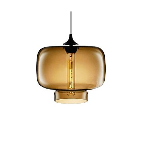 70W Modern Glass Pendant Light in Brown Transparent Bottle Design