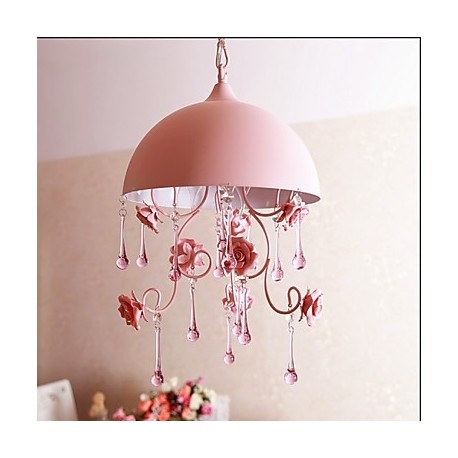 A Small Pink Rose Garden Restaurant Chandelier Lamp Iron Princess Room 1