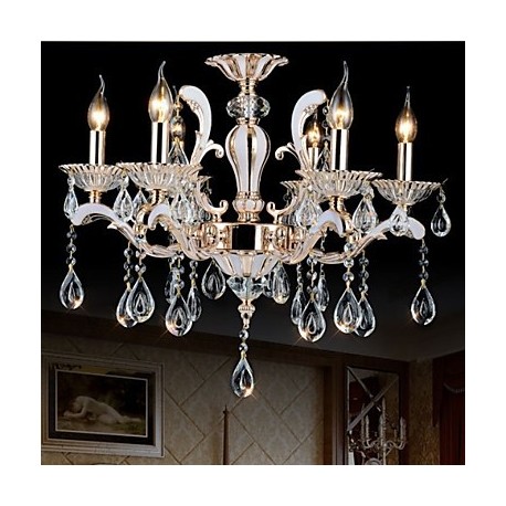 European Style luxury Candle Crystal Pendant living Room Bedroom Dining Room Zinc Alloy lamps